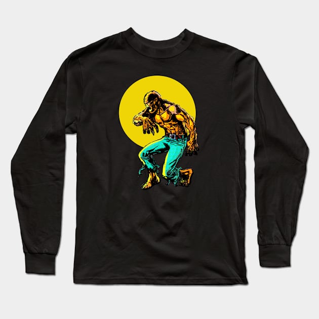 Vintage Werewolf Long Sleeve T-Shirt by StudioPM71